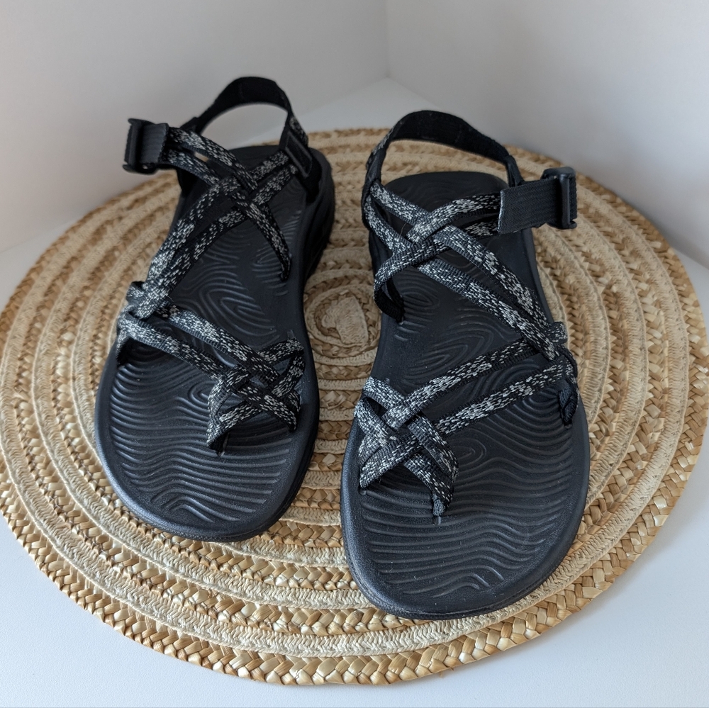 Chaco Two Straps Women's Black Gray Sandals Size 9